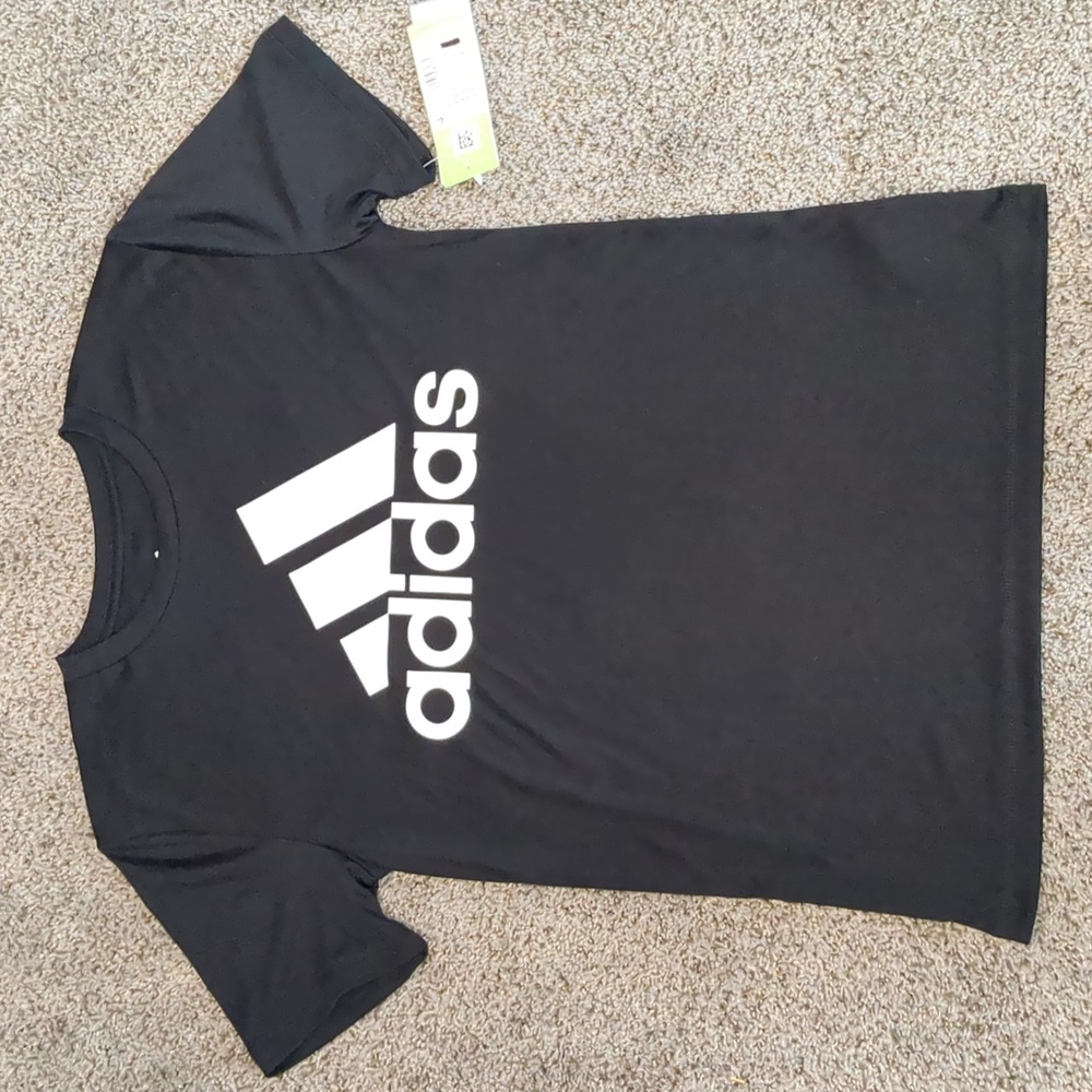 ADIDAS BLACK UNISEX YOUTH ESSENTIAL POLYESTER SHORT SLEEVE TEE